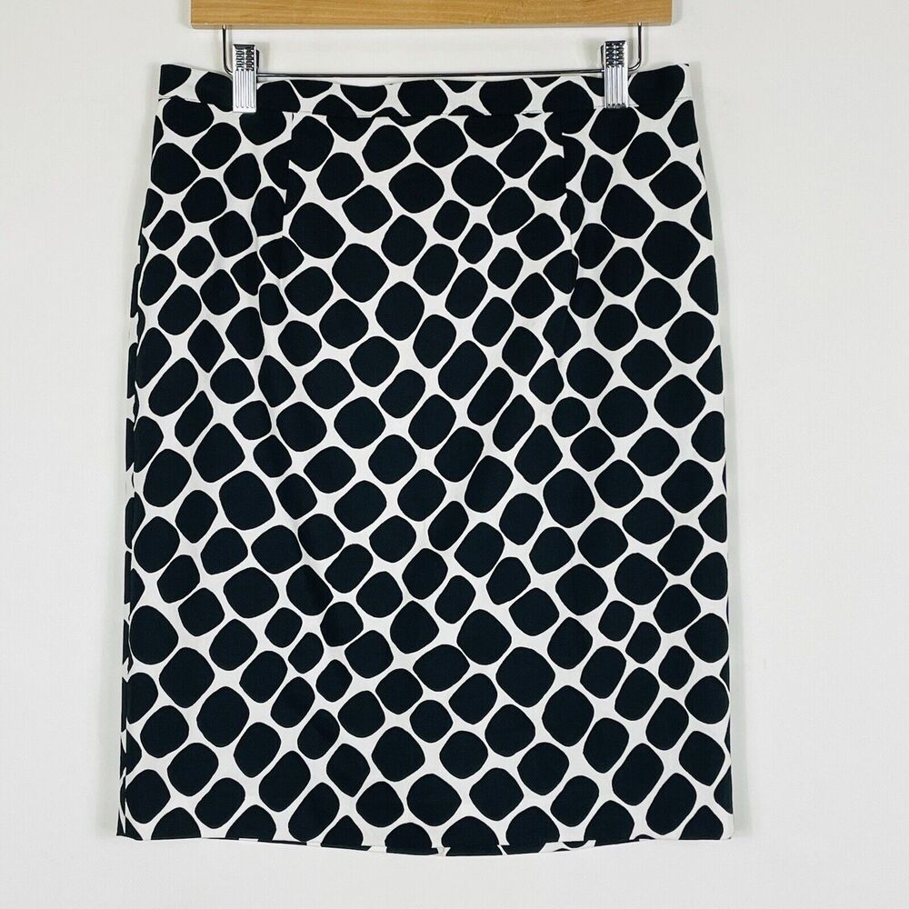 Michael Kors Skirt Women 8 Black White Dot Mod Graphic Retro Pencil Knee Length